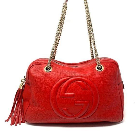 Gucci Handbags - 100% Auth Gucci Soho Red Calfskin Shoulder Bag